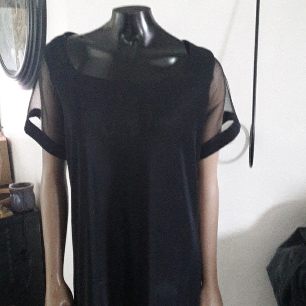 Cute black dress with sheer sleeves